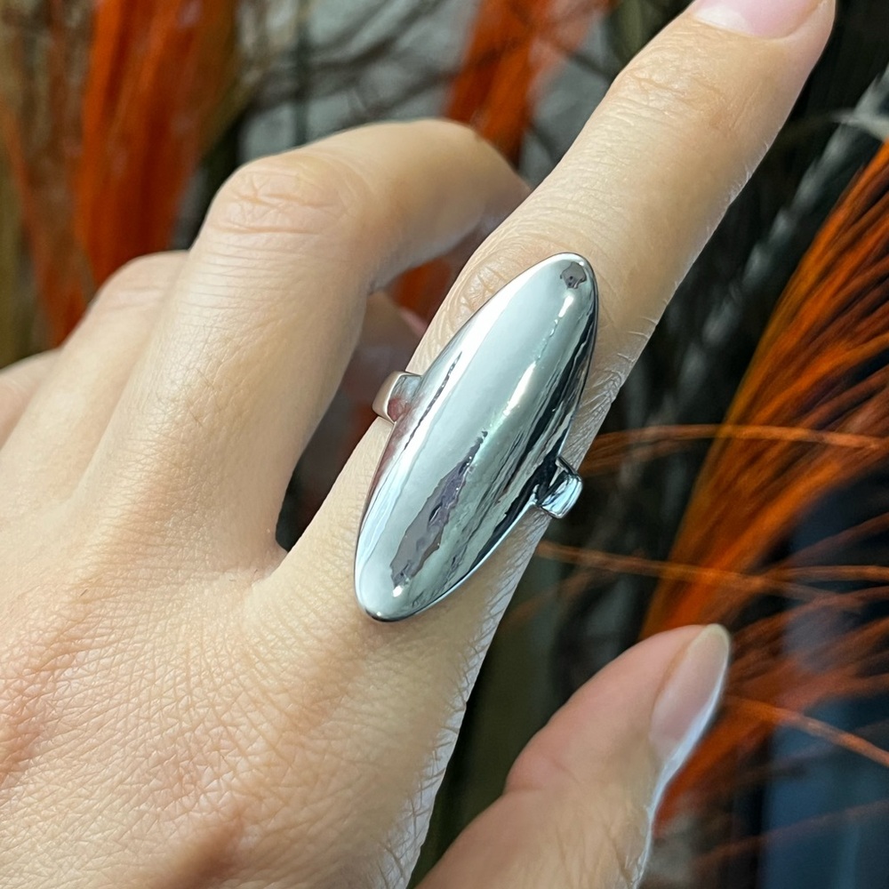 S925 Silver long oval shape open ring,Silver open ring for women girls wife gift